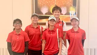 MEMBERS of the Philippine delegation pose for a photo after completing their campaigns at the Yonex International Junior Championships at Yonex Country Club in Nagaoka, Niigata, Japan, Friday. From left: Brittany Tamayo, Chloe Ang, Bea Lapuz, Gab Lapuz and Nicole Gan.