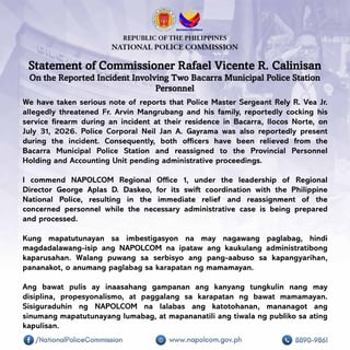 2 Ilocos Norte cops relieved over alleged threat against priest