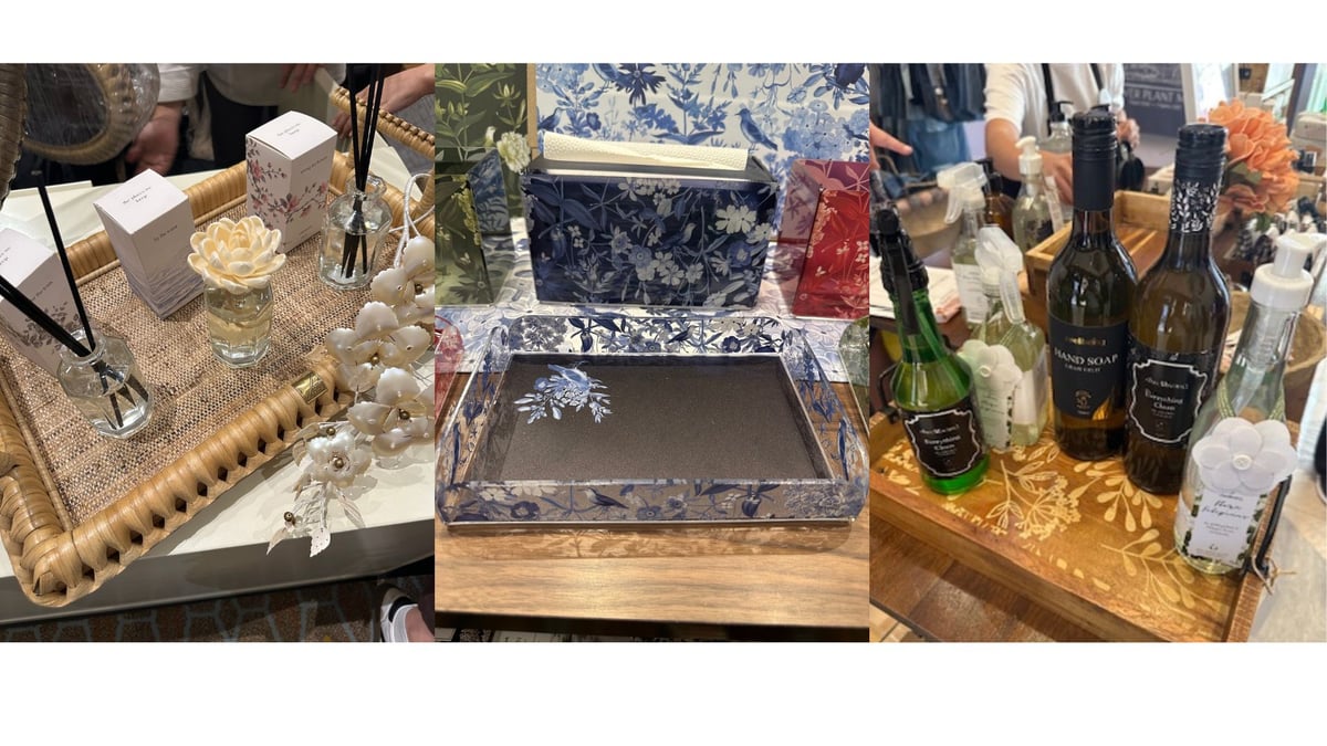 Diffuser set from Casa Selma, matching tray and tissue box from Millie Monday, and natural home products from Dwellbeing