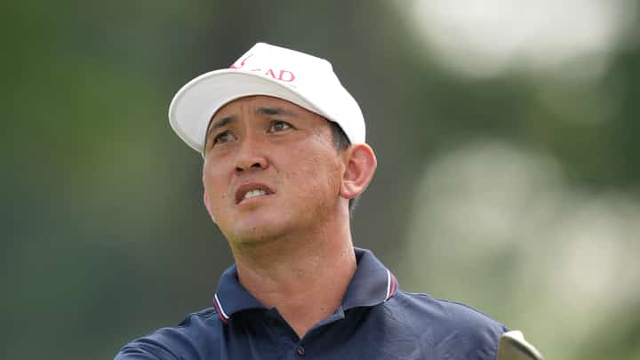 RICO Hoey hits his tee shot on the fourth hole during the opening round of the 2026 Rocket Classic at Detroit Golf Club in Detroit, Michigan on Thursday.