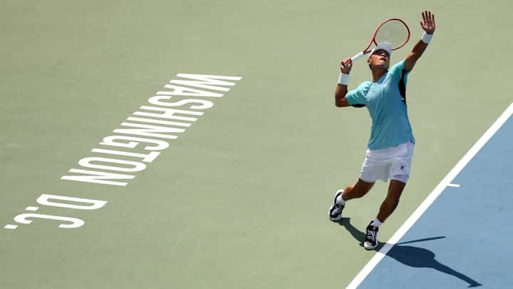 BRANDON Nakashima displays his solid form in pulling off a 7-6 (7/5), 6-4 win over reigning champion Alex de Minaur in the quarterfinals of the Washington Open men’s singles event.