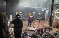 A workers' barracks at the Batasan Pambansa Complex near the House of Representatives in Quezon City caught fire this Sunday, 8 August.