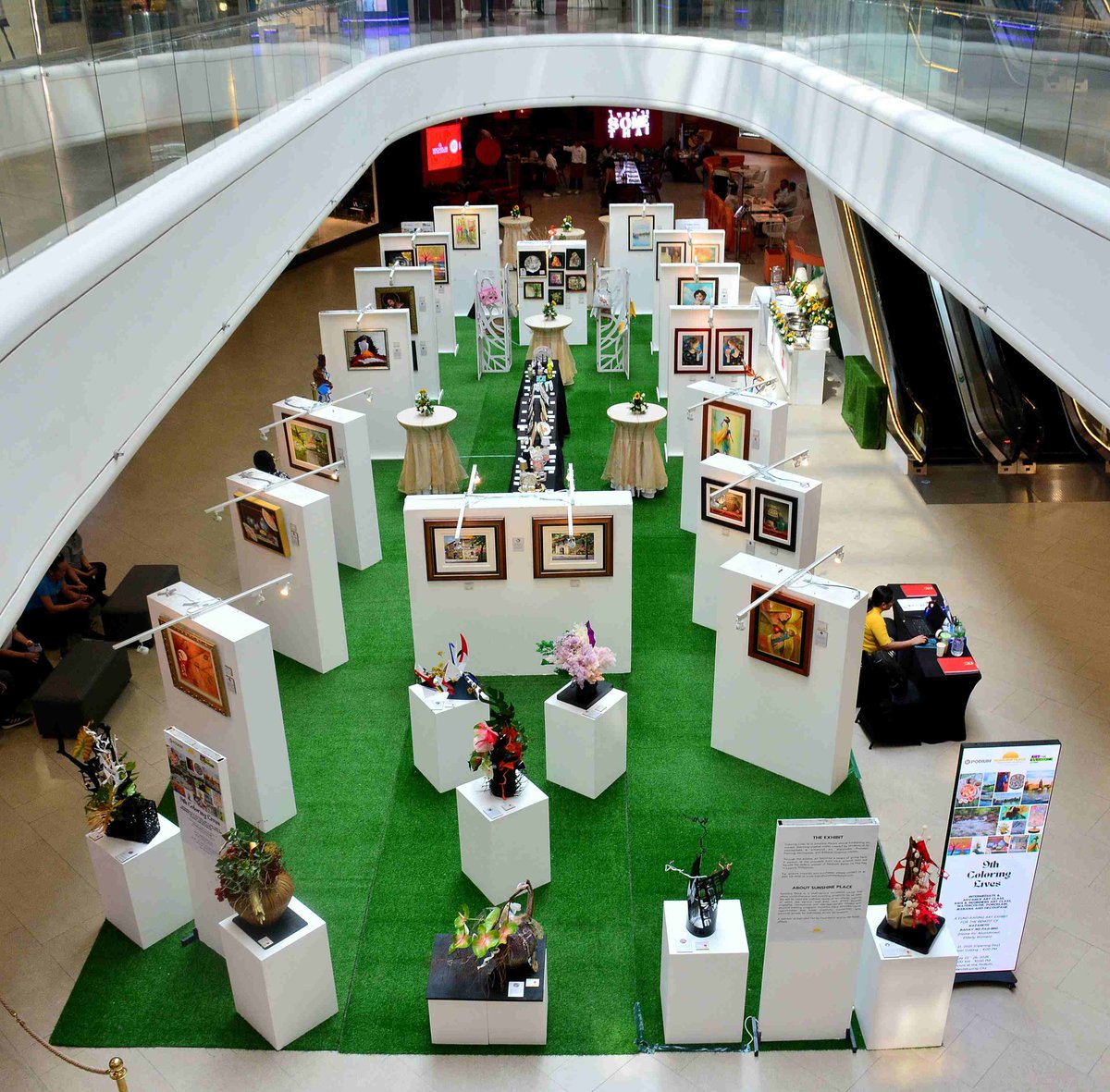 A bird’s eye view of the Coloring Life exhibit at the Podium.