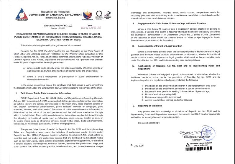 Kabataang edad 15 pababa, bawal gawing vlogger nang walang permit - DOLE