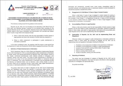 Kabataang edad 15 pababa, bawal gawing vlogger nang walang permit - DOLE