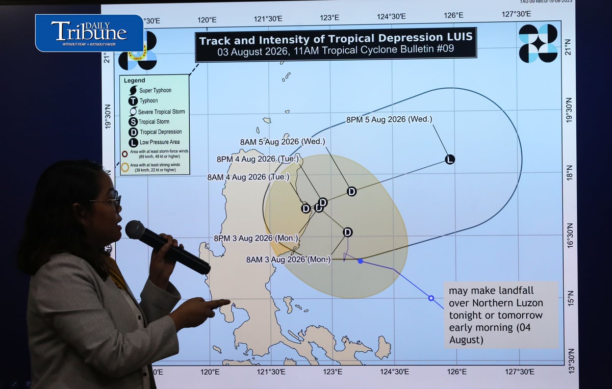 TROPICAL DEPRESSION LUIS
PAGASA weather specialist Charmagne Marie Varilla provides an update on Tropical Depression Luis during a press briefing at the PAGASA office in Quezon City on 3 August 2026.
The state weather bureau said Luis continues to move within the Philippine Area of Responsibility (PAR), prompting authorities to closely monitor its track and potential impacts, including heavy rainfall, strong winds and possible flooding in affected areas.
📸: Analy Labor