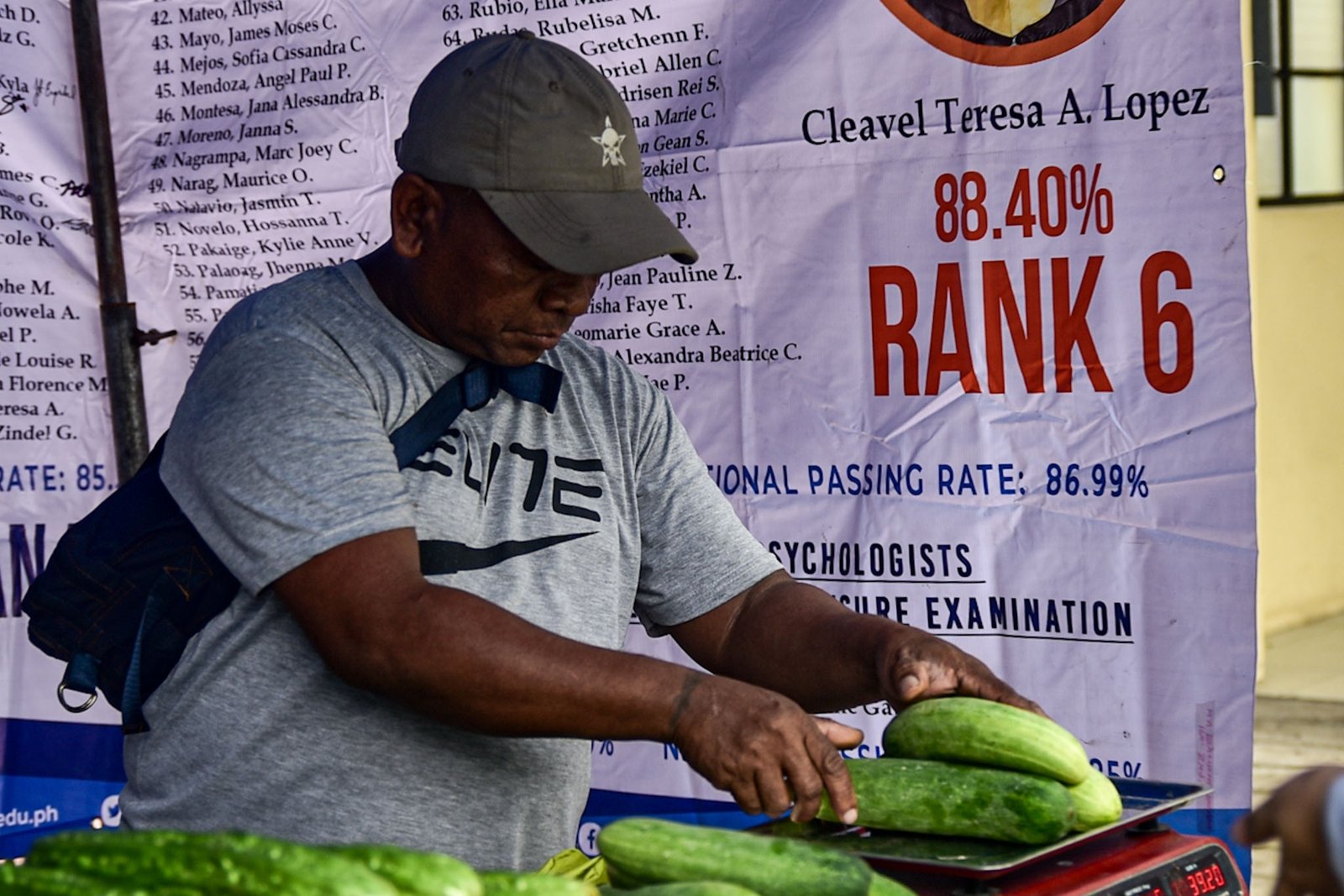 Ayta farmers from Magsasakang Ayta ng Floridablanca, Pampanga sells fresh vegetables and other farm products at Adamson University in Manila on Monday, Aug. 3.

The mobile market aims to support the livelihoods of Ayta farming families while giving consumers direct access to fresh, locally grown produce.

The market will continue on Tuesday. | Zedrich Xylak Madrid