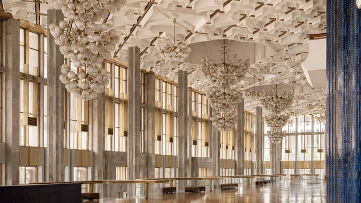 Tashkent modernist architecture, as seen in this photo, is a representation of the rebuilding of the city after the 1966 earthquake