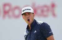 MICHAEL Thorbjornsen screams after sinking a 26-foot putt on the final green to secure his first PGA Tour win in the Rocket Classic at the Detroit Golf Club in Michigan.