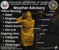 Five towns in Aurora on Yellow Heavy Rainfall Warning