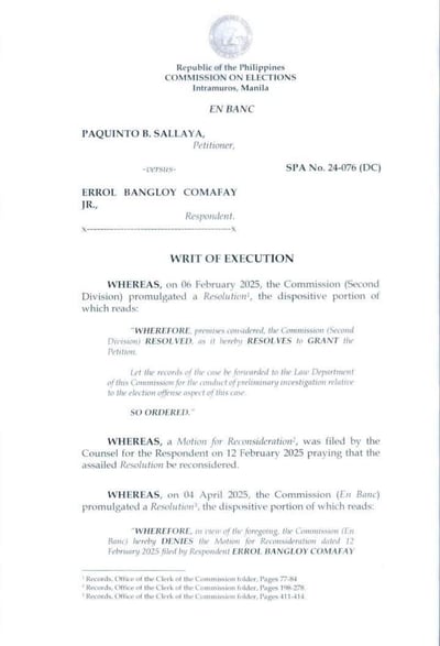 SC clears Errol Comafay Jr.; COMELEC orders new Tabuk City council proclamation