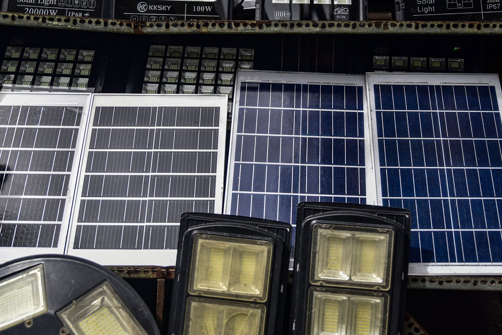Variety and sizes of solar panels along with hybrid inverters are seen at Raon St. in Quiapo, Manila, on August 4. 

President Marcos Jr's last SONA calls on to ease unnecessary regulatory and administrative barriers to ease the burden from high electricity costs. l Zedrich Xylak Madrid