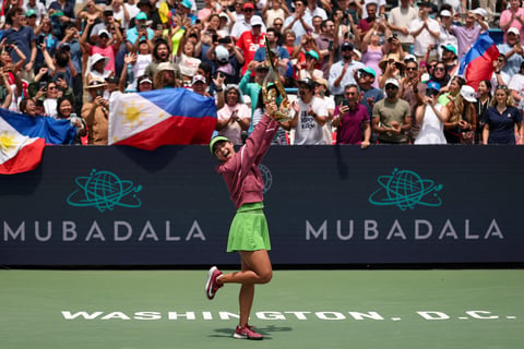 ALEX Eala savors the sweetness of her first WTA title after beating world No. 3 Jessica Pegula to conquer the Washington Open on Tuesday (Manila time) at the William H.G. FitzGerald Tennis Center in Washington, DC.