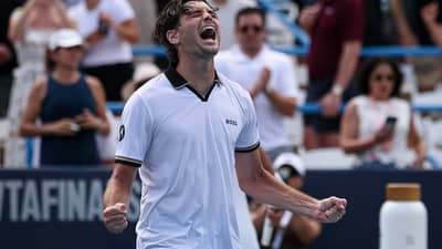 TAYLOR Fritz celebrates after beating Rafael Jodar 7-6 (7/2), 6-4 to claim his first ATP title of 2026 in the rain-delayed final of the Washington Open.