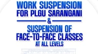 Provincial government suspends work, classes in Sarangani province