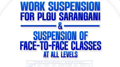 Provincial government suspends work, classes in Sarangani province