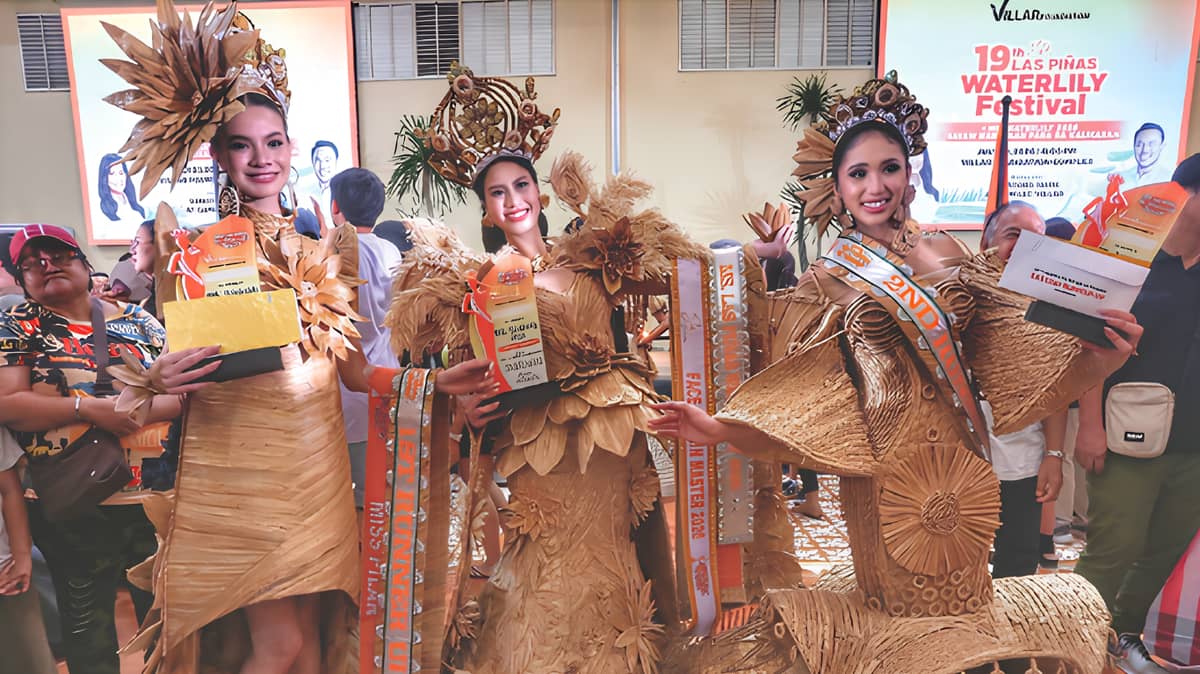 Ms. Waterlily Winners (L-R): 1sL Runner-up-Daphne Leigh Chrisman (Brgy.Pilar);Ms.Waterlily 2026-Elise Gawaran Jeres (Brgy.Talon Uno;2nd Runner-up-Zaira Antonella Contis,received their crowns, sashes, cash prizes of 1'130,000, ?20,000, and ?10,000, respectively, along with beauLy packages from Skin Master Aesthetic.