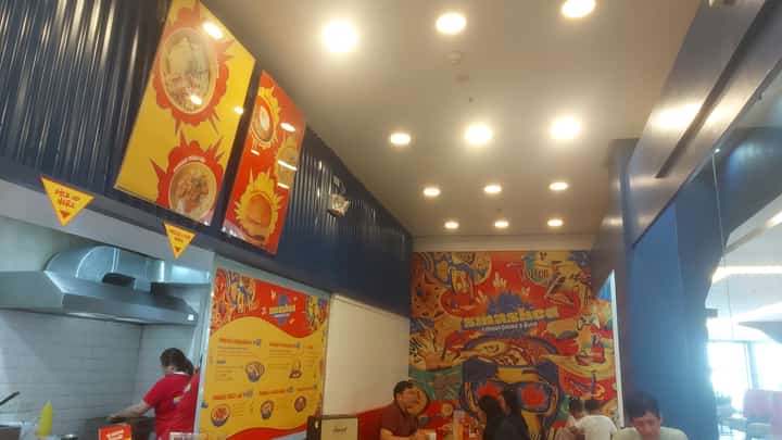 Carinderia-style interiors bearing the Philippine flag colors.