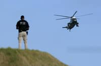 MARINE One carrying United States President Donald Trump arrives at the Trump National Golf Club Los Angeles on 4 August 2026 in Rancho Palos Verdes, California.