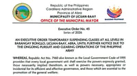 Licuan-Baay suspends classes, hunting amid military operations