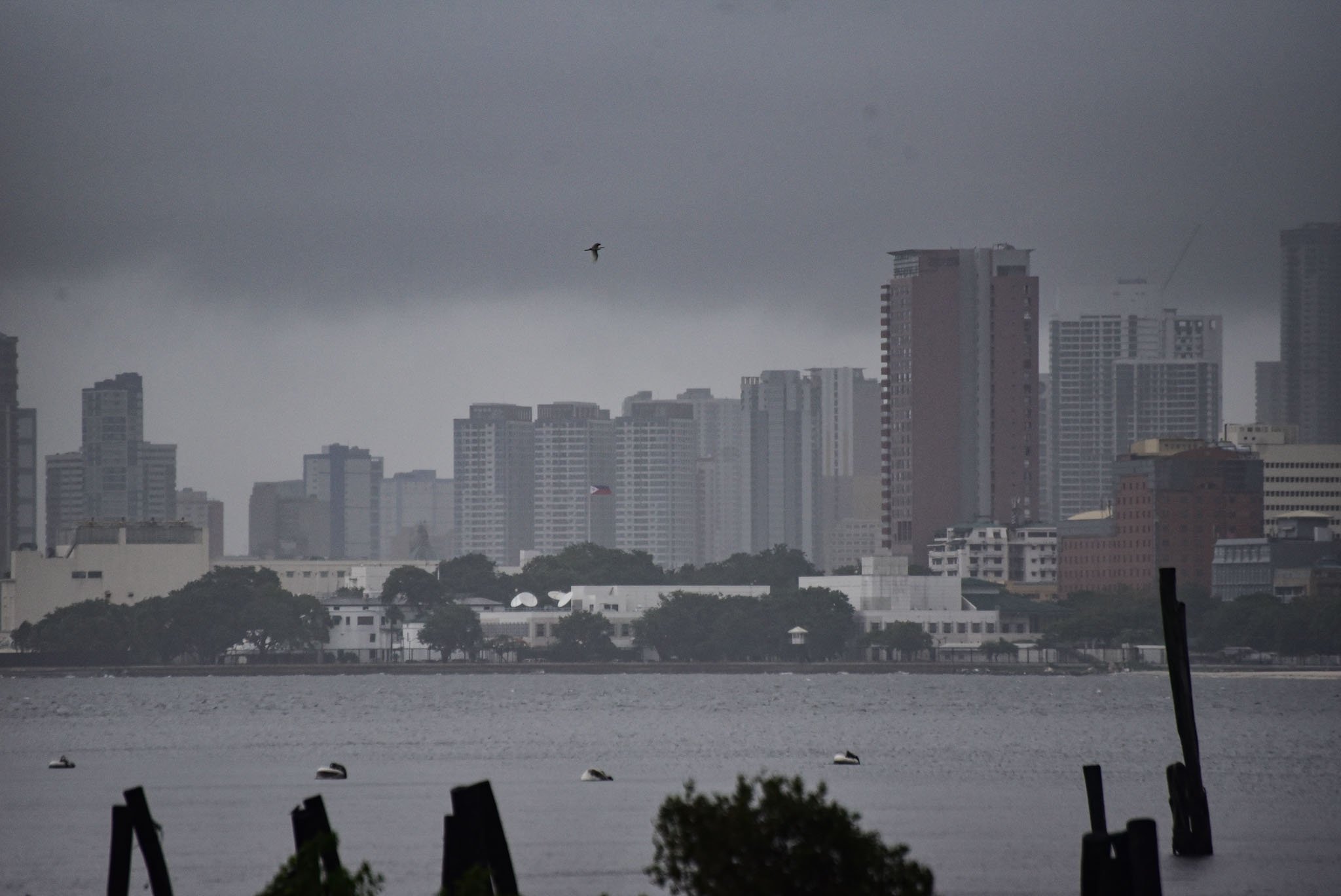 A view of buildings in Manila during the southwest moonson