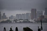 A view of buildings in Manila during the southwest moonson