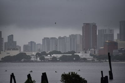 A view of buildings in Manila during the southwest moonson