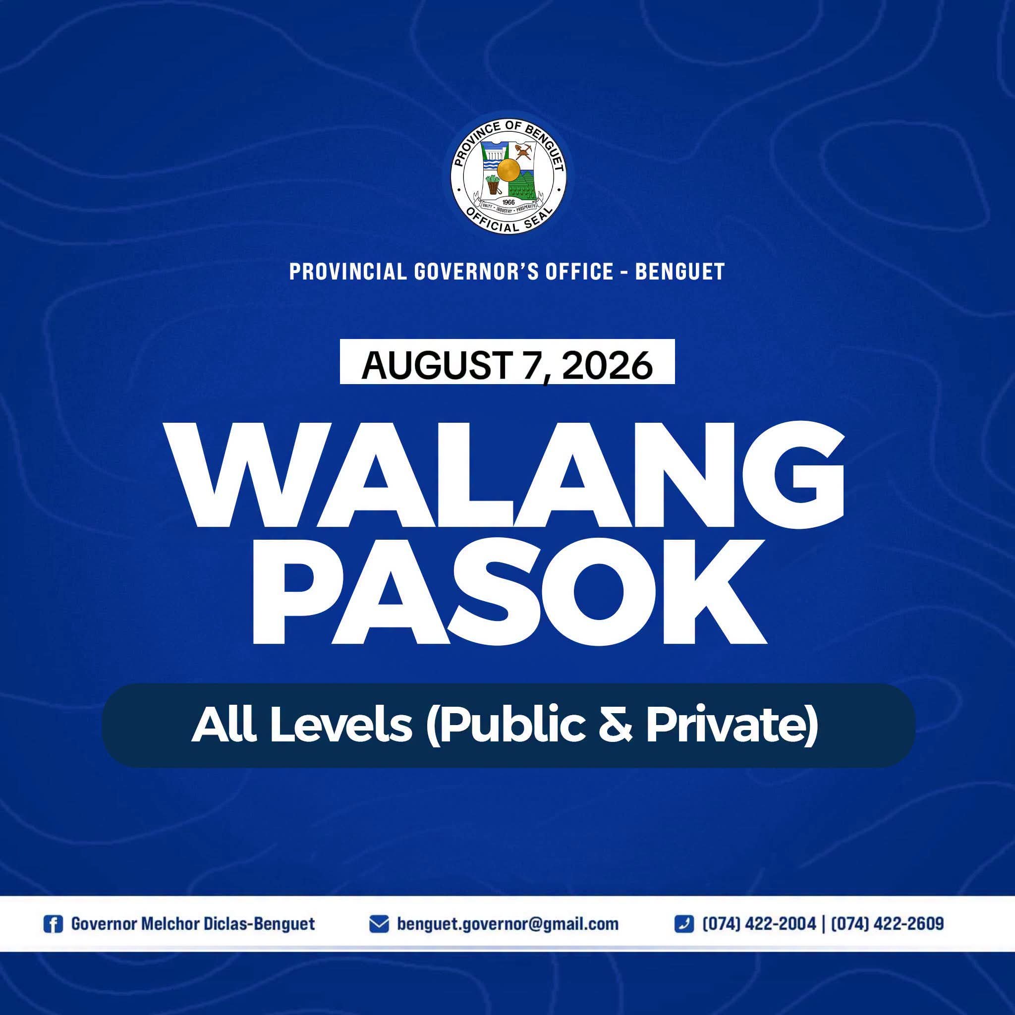 Benguet extends suspension of classes on 7 August 