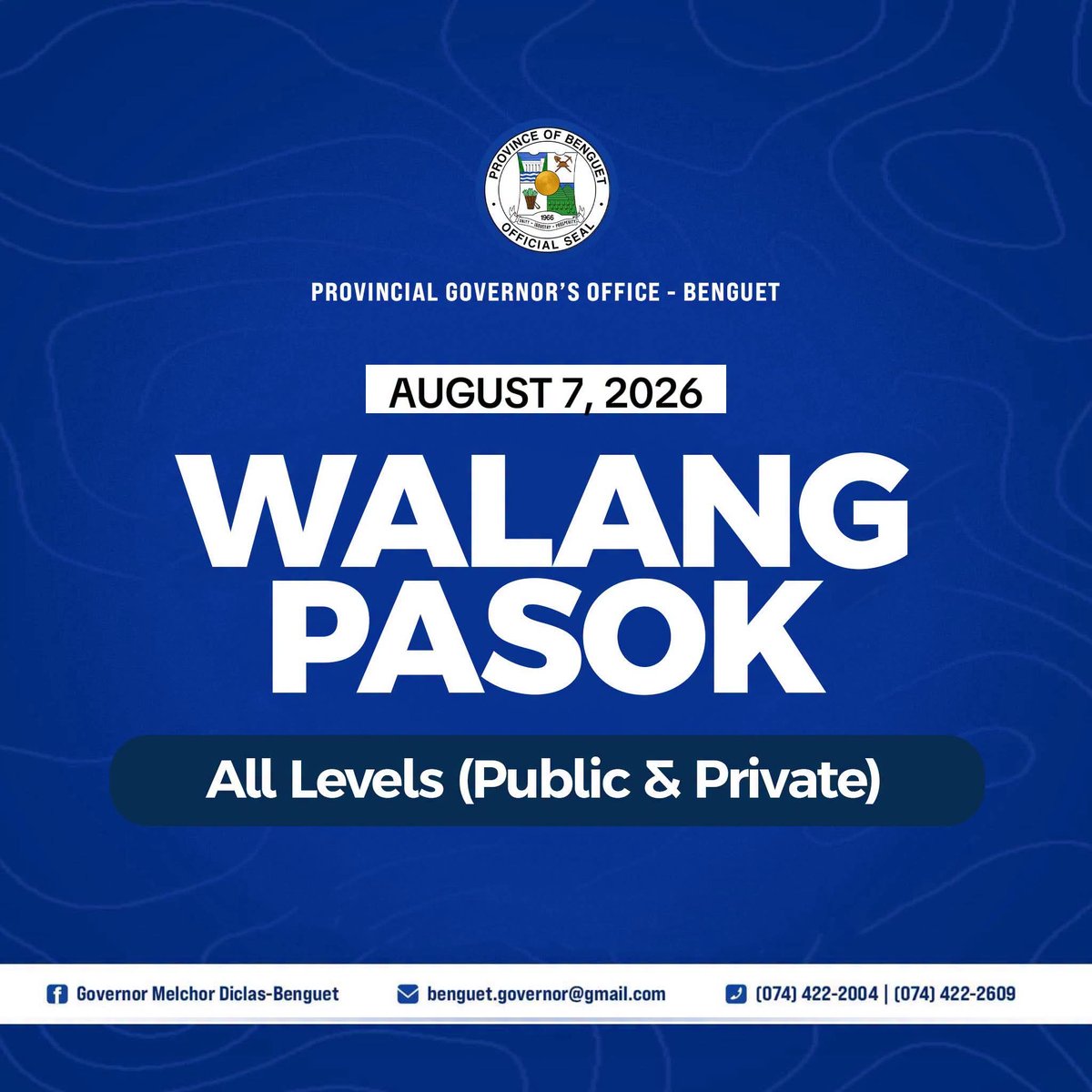 Benguet extends suspension of classes on 7 August