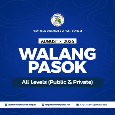 Benguet extends suspension of classes on 7 August