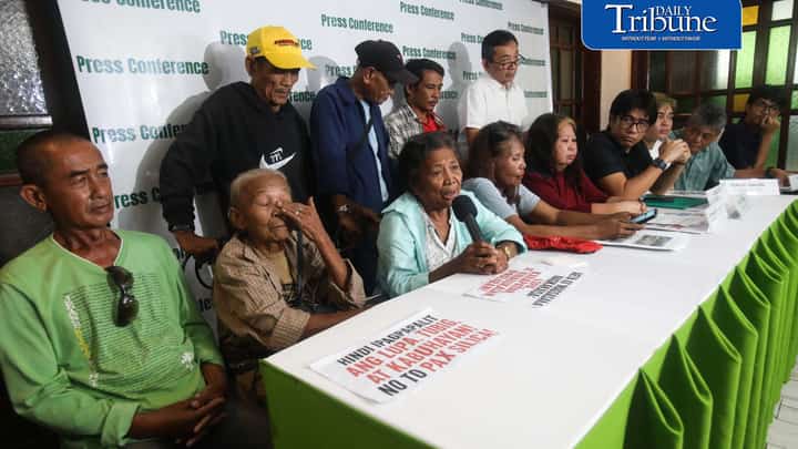 Indigenous Aeta leaders and farmers from Capas, Tarlac speak during a press conference with petitioners and environmental advocates at Kamuning Bakery Cafe in Quezon City on Thursday, August 6, 2026. They call for the cancellation of the controversial Pax Silica project, citing its alleged impact on indigenous communities, farmlands, and the environment.