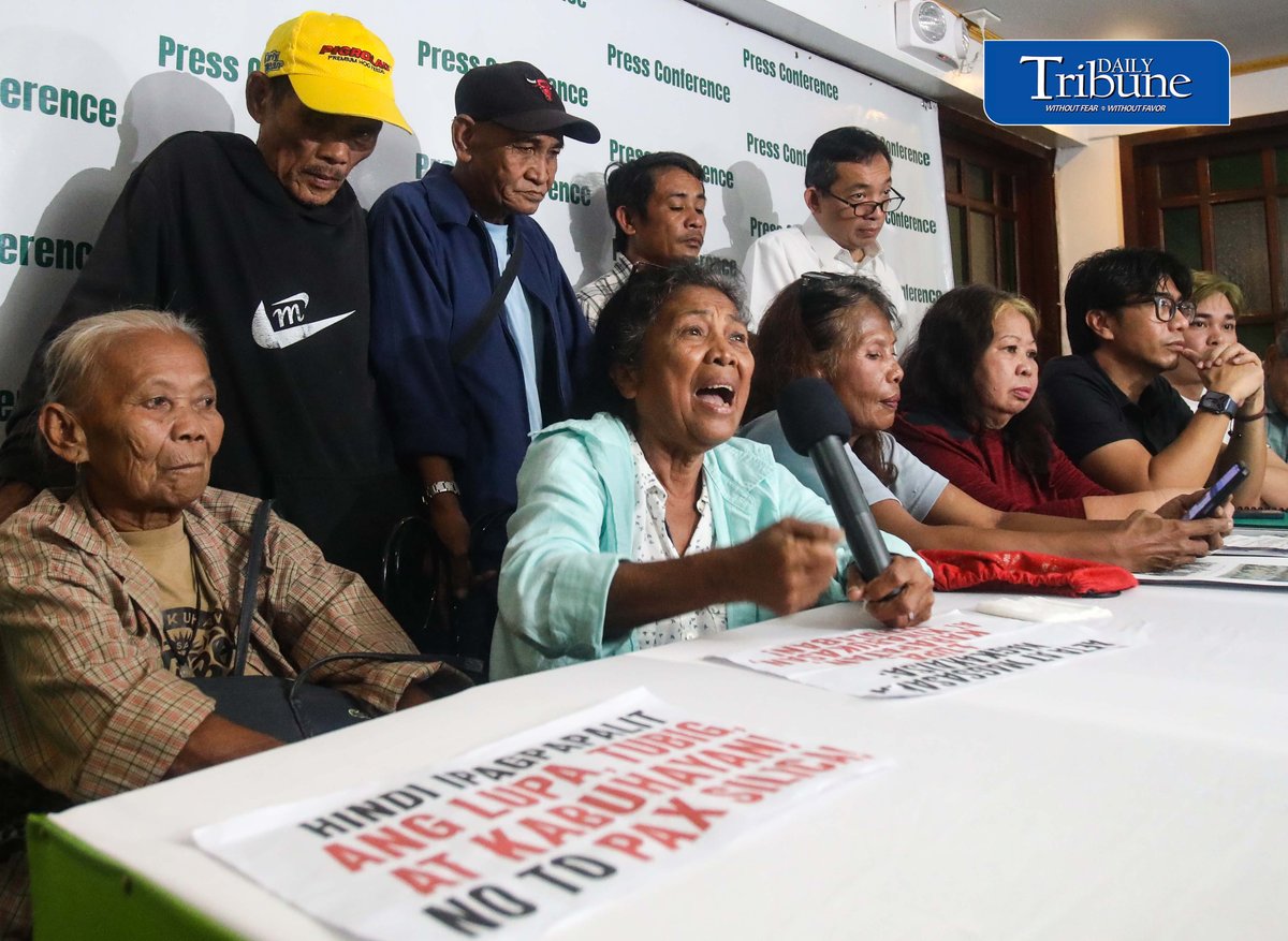 (August 06 2026) Indigenous Aeta leaders and farmers from Capas, Tarlac speak during a press conference with petitioners and environmental advocates at Kamuning Bakery Cafe in Quezon City on Thursday, August 6, 2026. They call for the cancellation of the controversial Pax Silica project, citing its alleged impact on indigenous communities, farmlands, and the environment. Photo/Analy Labor