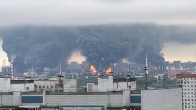 Ukraine hits Russian refineries as Moscow strikes train station, ship