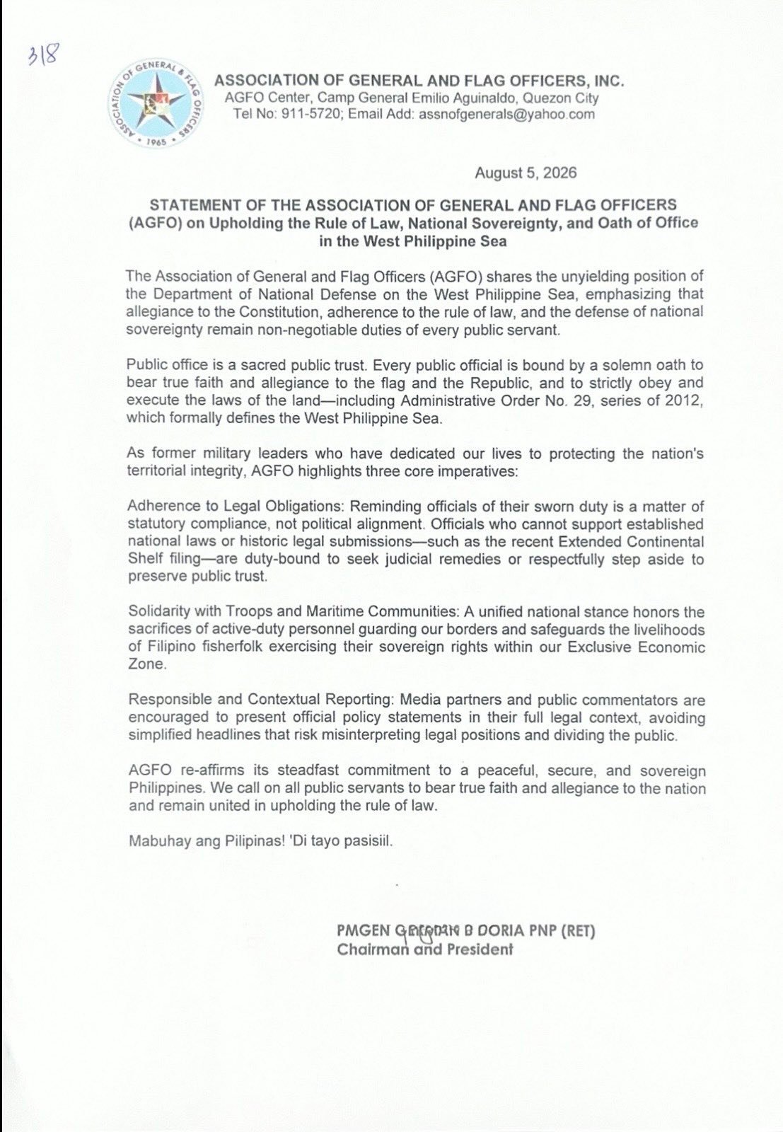 Retired military generals back DND's WPS stance