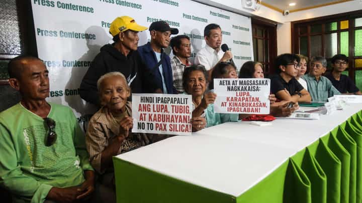 INDIGENOUS Aeta leaders and farmers from Capas, Tarlac speak during a press conference with petitioners and environmental advocates at Kamuning Bakery Cafe in Quezon City on Thursday, 6 August 2026. They are calling for the cancellation of the controversial Pax Silica project, citing its alleged impact on indigenous communities, farmlands and the environment.