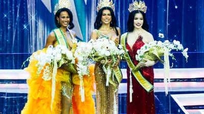Reina Filipinas Grand International 2026: Angelica Lopez of Palawan (center) and Reina Filipinas MGI All Stars: Anne Patricia Diaz of Manila (right) and Alexie Brooks of Iloilo City (left).