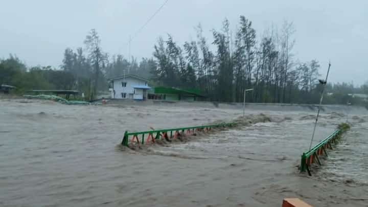 A bridge in Barangay Sta. Fe in Zambales was rendered impassable on Sunday after strong floodwaters damaged the structure despite efforts to protect it with sandbags.