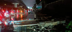 Forbes Park wall collapses along EDSA-Ayala, blocks two lanes