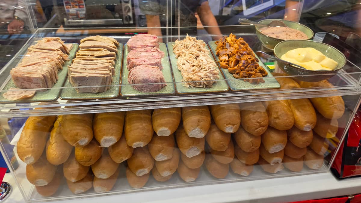Fresh bread and assorted fillings await assembly into Vietnam’s popular banh mi sandwiches.
