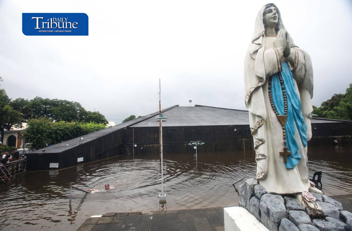 (August 10 2026) Archdiocesan shrine of Our Lady Lourdes in Bacolor Pampanga was submerged in severe flooding due to continuous rains brought by southwest monsoon, on Monday August 10 2026. Photo/Analy Labor