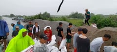 Provincial government holds sandbag operation at Minalin dike in Pampanga