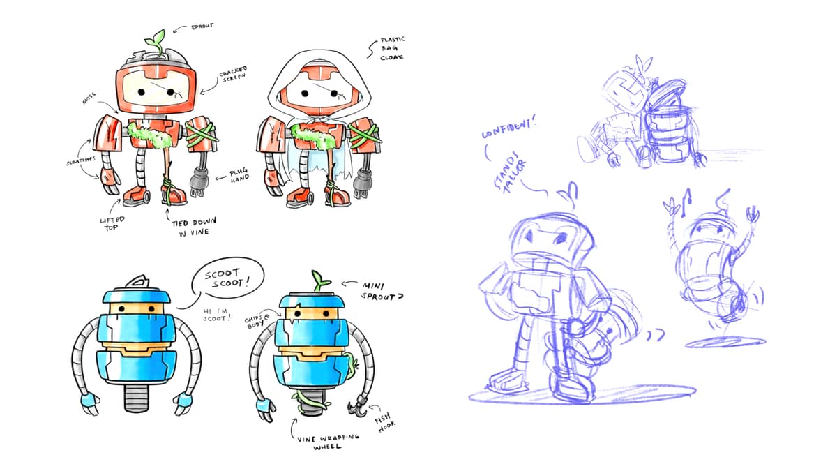 Rootfall concept sketches.