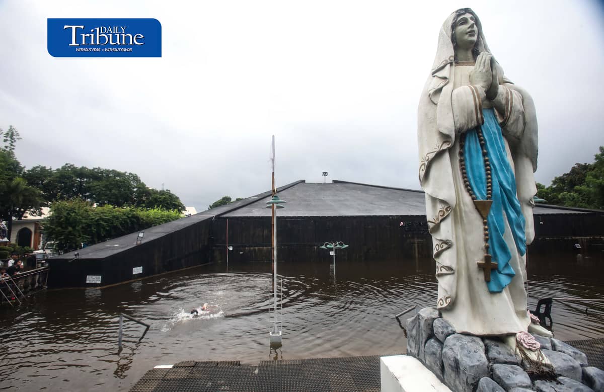 (August 10 2026) Archdiocesan shrine of Our Lady Lourdes in Bacolor Pampanga was submerged in severe flooding due to continuous rains brought by southwest monsoon, on Monday August 10 2026. Photo/Analy Labor