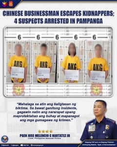 4 nabbed over kidnapping of Chinese businessman in Pampanga