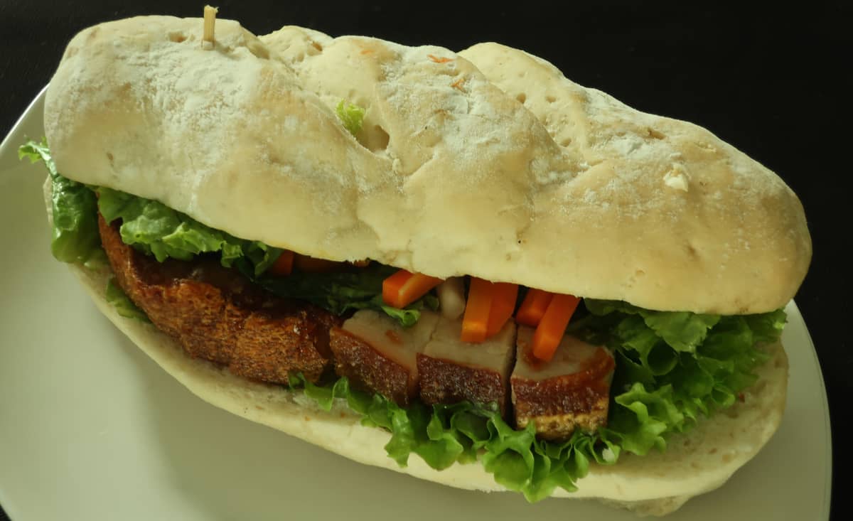Roasted Pork Belly Banh Mi of Vietnam.