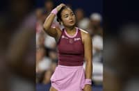 ALEX Eala looks gassed out during her Round of 16 match against Belinda Bencic in the Canadian Open.