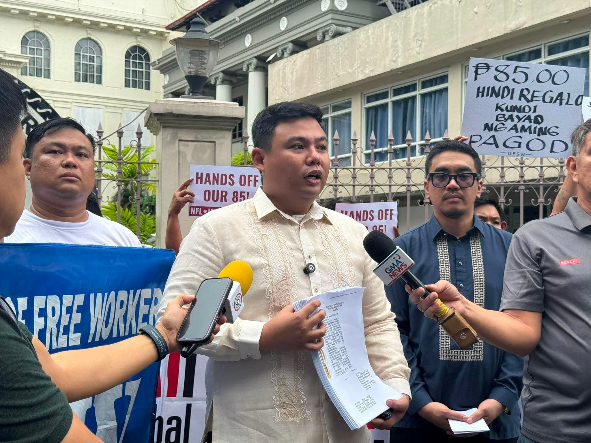 SC asked by partylist solon, labor groups to junk TRO against P85 wage hike