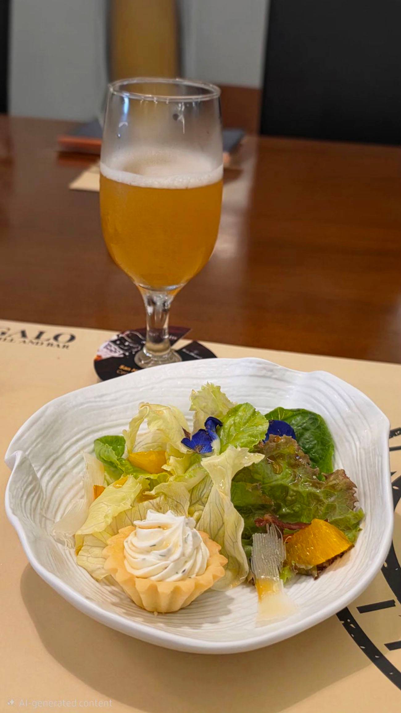 House-made white herb cheese tartlet with citrus glaze paired with San Miguel Blanca.