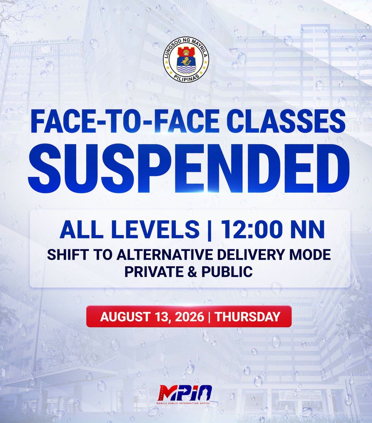 Manila suspends afternoon classes amid habagat rains