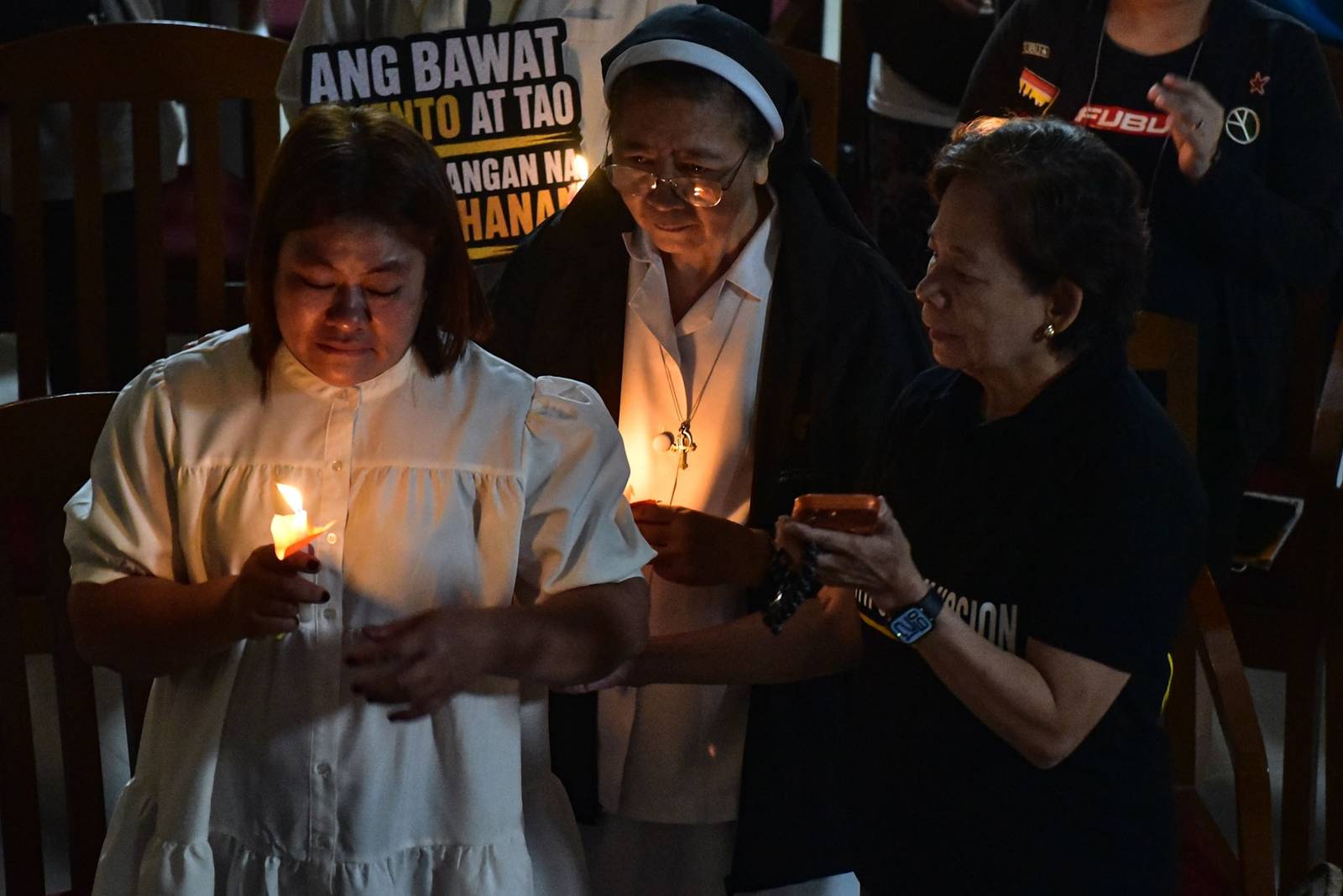 Victims, survivors, and families affected by killings during Duterte's drug war share their experiences during the civil society-led Truth Commission’s first public 'truth-telling session' at the Pope Pius XII Catholic Center in Manila on August 14. | Zedrich Xylak Madrid